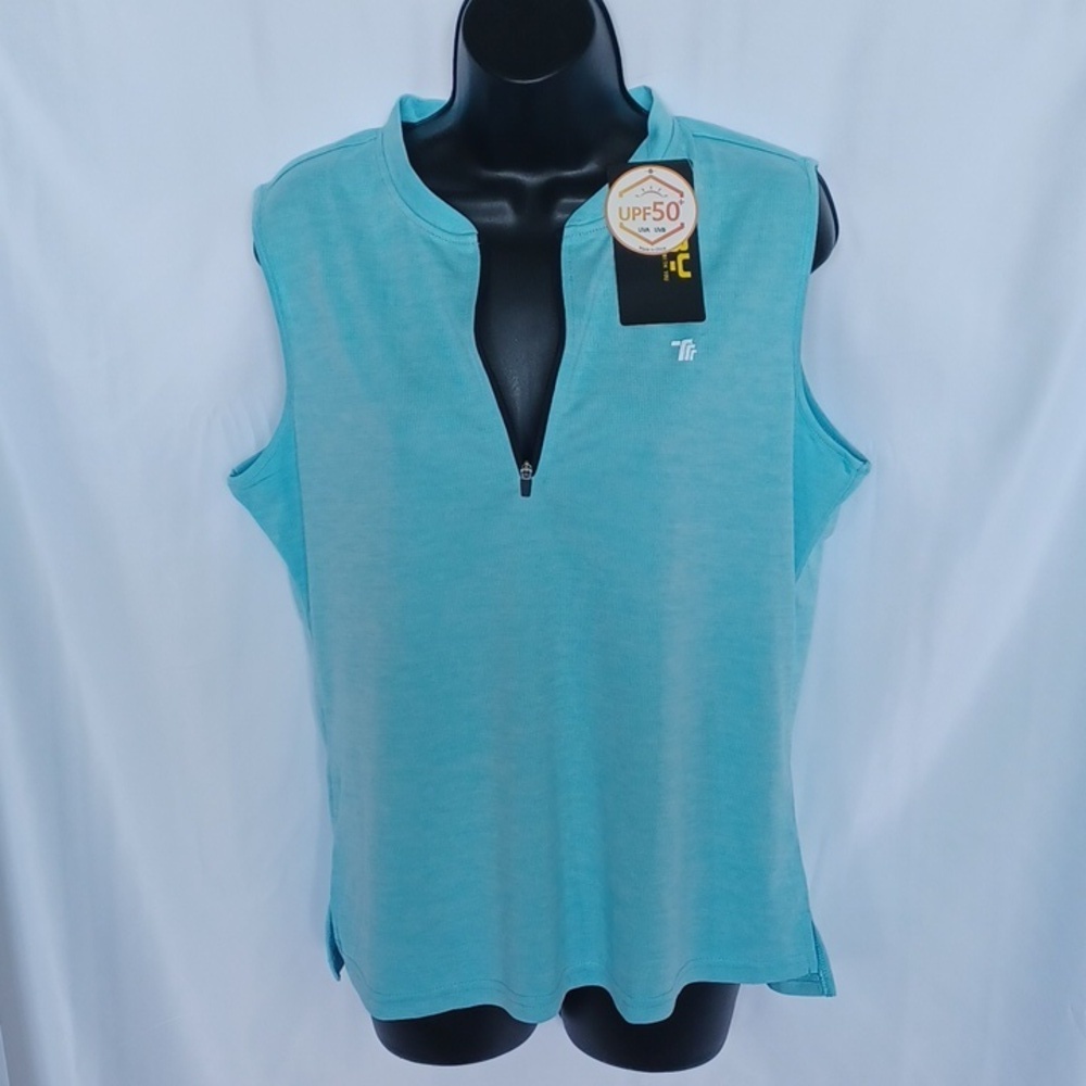 TBMPOY Women's UPF 50+ Golf Polo Shirts Sleeveless Zip Up, 22" pit to pit